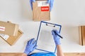 customer making return of parcel or purchase Royalty Free Stock Photo