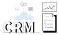 Cloud-Based CRM Concept with Analytics, Integration Tools, and Task Management Icons Royalty Free Stock Photo