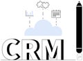 CRM Concept with Cloud Computing, Data Analytics, and Business Tools Integration Royalty Free Stock Photo