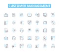 Customer management linear icons set. Service, Satisfaction, Loyalty, Engagement, Feedback, Retention, Experience line