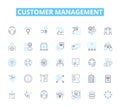 Customer management linear icons set. Service, Satisfaction, Loyalty, Engagement, Feedback, Retention, Experience line