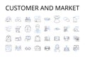 Customer and market line icons collection. Consumer, Clientele, Patrons, Buyers, Shoppers, Users, End-users vector and