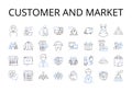 Customer and market line icons collection. Consumer, Clientele, Patrons, Buyers, Shoppers, Users, End-users vector and