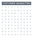 Customer Marketing vector line icons set. Engagement, Loyalty, CRM, Acquisition, Relationship, Personalization