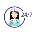 Customer medical service icon. Nurse support assistance sign. 24h hospital avatar.Health care department aid