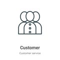 Customer outline vector icon. Thin line black customer icon, flat vector simple element illustration from editable customer Royalty Free Stock Photo