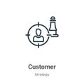 Customer outline vector icon. Thin line black customer icon, flat vector simple element illustration from editable strategy Royalty Free Stock Photo