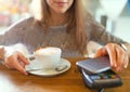 Customer Paying Through Mobile Phone Royalty Free Stock Photo