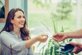 Customer paying for their order with a credit card in a restaurant Royalty Free Stock Photo