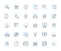 Customer profiling linear icons set. Demographics, Segmentation, Behavior, Interest, Needs, Insight, Persona line vector