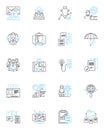 Customer profiling linear icons set. Segmentation, Demographics, Psychographics, Behavior, Persona, Targeting, Insights