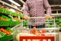 Customer Pushing Cart with Groceries Royalty Free Stock Photo