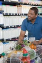 Customer pushing a shopping trolley