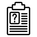 Customer question document icon outline vector. Ask mark on clipboard Royalty Free Stock Photo