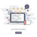 Customer rating. The best estimate of performance, the score of five points. People leave feedback and comments