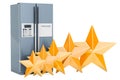 Customer rating of fridge with side-by-side door system, concept. 3D rendering Royalty Free Stock Photo