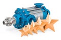 Customer rating of horizontal multistage centrifugal pump. 3D rendering