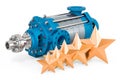 Customer rating of horizontal multistage centrifugal pump. 3D rendering Royalty Free Stock Photo