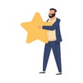 Customer rating. People with stars. Clients satisfaction and experience. Service evaluation ranking. Standing man with Royalty Free Stock Photo