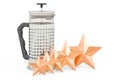 Customer rating of press pot, coffee plunger. 3D rendering