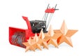 Customer rating of snow blower machine. 3D rendering