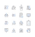 Customer relations line icons collection. Satisfaction, Loyalty, Communication, Trust, Service, Feedback, Responsiveness