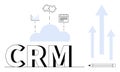 CRM Software Concept with Cloud Integration, Data Analytics, and Workflow Management Icons Royalty Free Stock Photo
