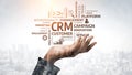 Customer Relationship Management Concepts Visualized in a Hand Displaying Keywords of Service, Engagement, and Royalty Free Stock Photo