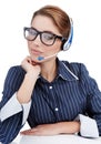 Customer Representative girl with headset Royalty Free Stock Photo