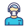 Customer Representative Wearing mask Vector Icon which can easily modify or edit