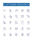 Customer research line icons signs set. Design collection of Customer, research, survey, insight, feedback, segmentation