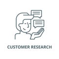 Customer research vector line icon, linear concept, outline sign, symbol