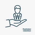 Customer retention black line icon. Royalty Free Stock Photo