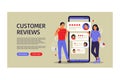 Customer review concept. Landing page. Vector illustration. Flat