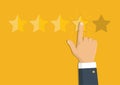 Rating golden stars. Feedback, reputation and quality concept. Royalty Free Stock Photo