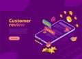 Customer review, evaluation and feedback isometric landing page Royalty Free Stock Photo