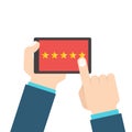 Customer review or feedback concept. Rating system on smart phone. Vector illustration Royalty Free Stock Photo