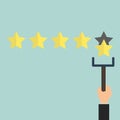 Customer review give a five star in bubble box. Positive feedback concept. Vector illustration. Minimal and flat design Royalty Free Stock Photo