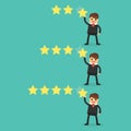 Customer review give a five star. Positive feedback concept. Royalty Free Stock Photo