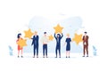 Customer review rating. Different People give review rating and feedback. Flat vector illustration