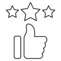 Customer review rating with 3 stars and thumb-up