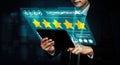 Customer review satisfaction feedback survey concept. uds