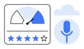 Customer Feedback System with Rating Scale, Performance Meter, and Cloud-Based Voice Input Concept Royalty Free Stock Photo