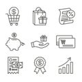 Customer Rewards Icon Set - Shopping Bag and Discount Images Royalty Free Stock Photo