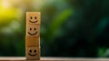 Customer satisfaction built upon a foundation of smiling faces representing positive feedback and a commitment to excellence