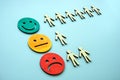 Customer satisfaction concept with smile faces and figures. Royalty Free Stock Photo