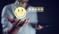 Customer satisfaction feedback. Customer satisfaction five star rating Royalty Free Stock Photo