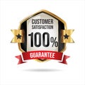 Customer satisfaction guaranteed hundred percent golden badge