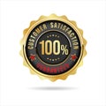 Customer satisfaction guaranteed hundred percent golden badge Royalty Free Stock Photo