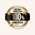 Customer satisfaction guaranteed hundred percent golden badge Royalty Free Stock Photo